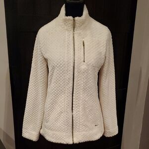 Calvin Klien Women's Cream Textured Jacket Fleece Jacket. Size S.
